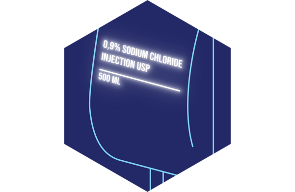 輸液軟袋圖示：輸液軟袋上採用 LEONHARD KURZ 工藝的印刷資訊