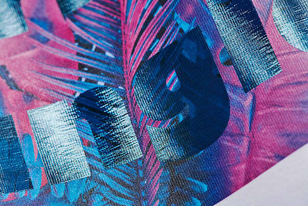 金屬藍色熱燙印織物裝飾處理